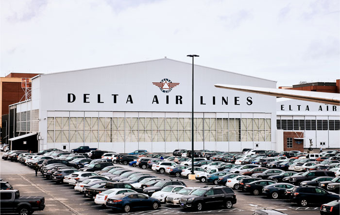 Photos of classic hangars that house the Delta Air Lines museum