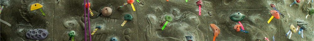 Closeup photo of multicolored holds on climbing wall