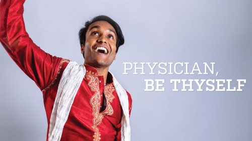 Photo of Siddhu Srikakolapu in Bollywood clothes; headline: Physician, Be Thyself
