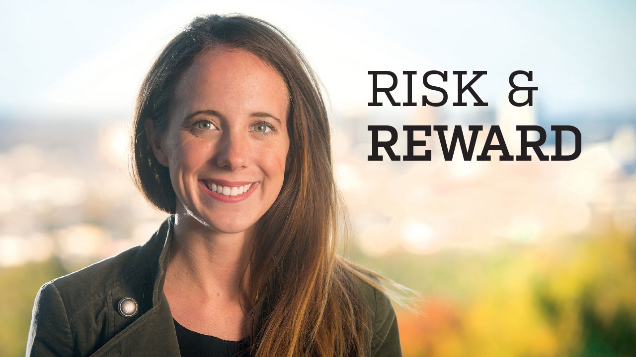 Photo of Taylor Peake Wyatt; headline: Risk &amp; Reward