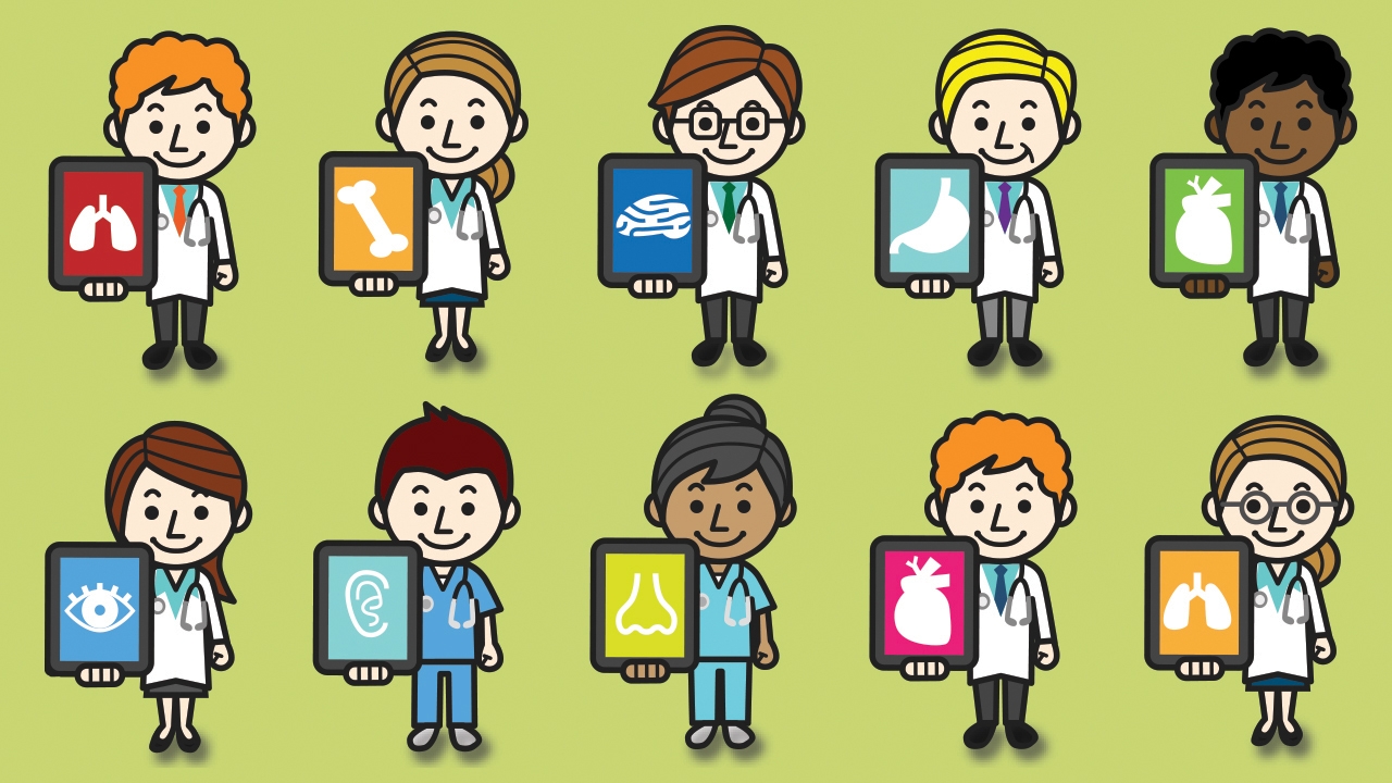 Illustration of doctors using iPads
