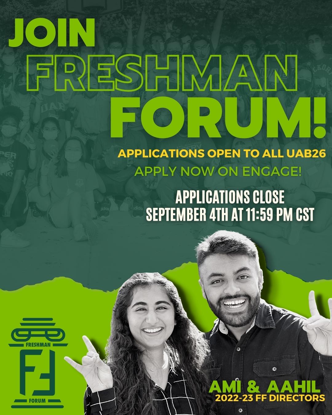 Apply Freshman Forum 2022-23